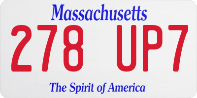 MA license plate 278UP7