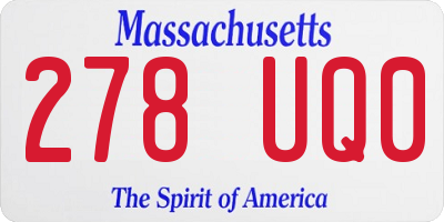 MA license plate 278UQ0