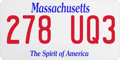 MA license plate 278UQ3