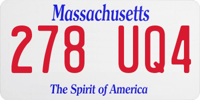 MA license plate 278UQ4