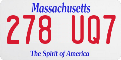 MA license plate 278UQ7