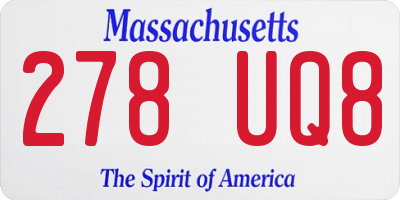 MA license plate 278UQ8