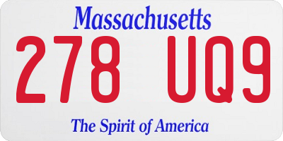 MA license plate 278UQ9