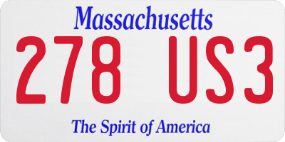 MA license plate 278US3