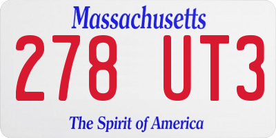 MA license plate 278UT3