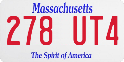 MA license plate 278UT4