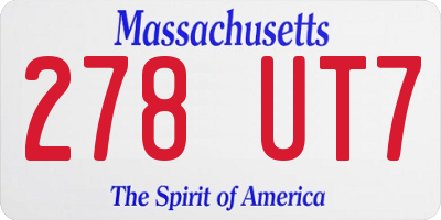 MA license plate 278UT7