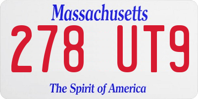 MA license plate 278UT9