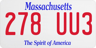 MA license plate 278UU3