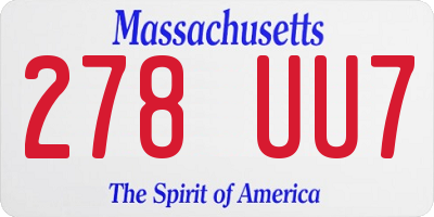 MA license plate 278UU7