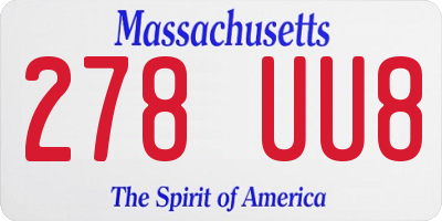 MA license plate 278UU8