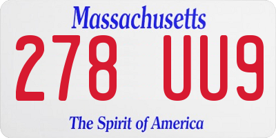 MA license plate 278UU9