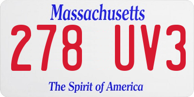 MA license plate 278UV3