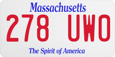 MA license plate 278UW0
