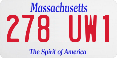 MA license plate 278UW1