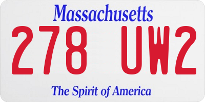 MA license plate 278UW2