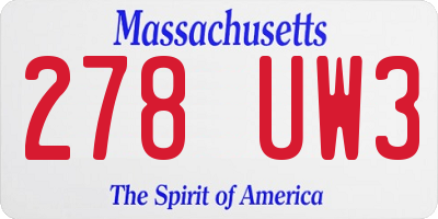 MA license plate 278UW3