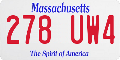 MA license plate 278UW4