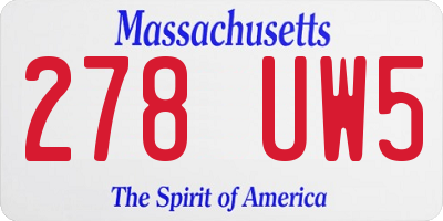MA license plate 278UW5