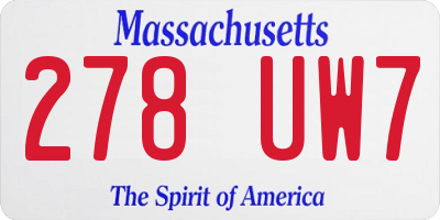 MA license plate 278UW7