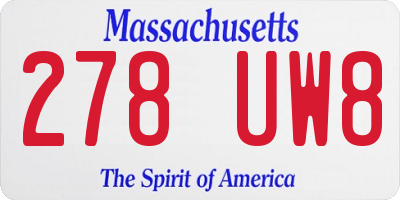 MA license plate 278UW8