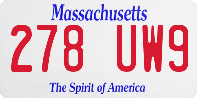 MA license plate 278UW9