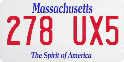 MA license plate 278UX5