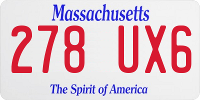 MA license plate 278UX6