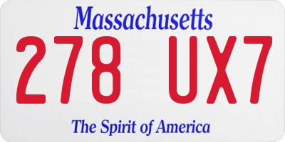MA license plate 278UX7