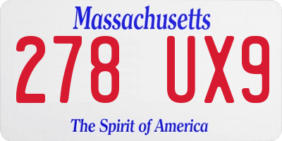 MA license plate 278UX9