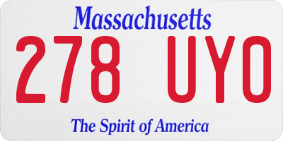 MA license plate 278UY0