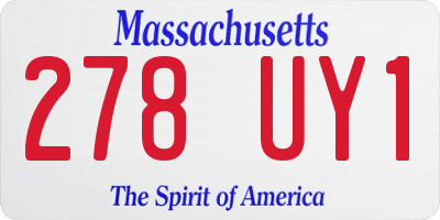 MA license plate 278UY1
