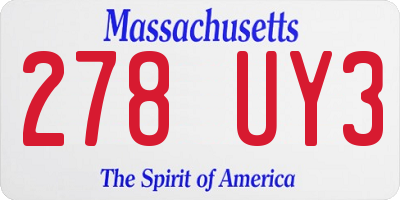 MA license plate 278UY3