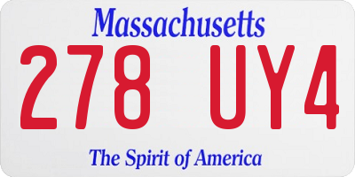 MA license plate 278UY4