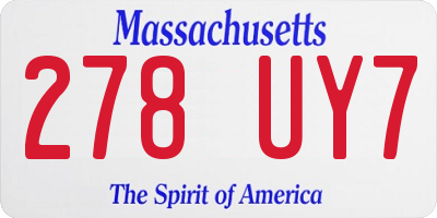MA license plate 278UY7