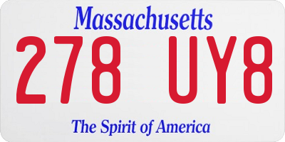 MA license plate 278UY8