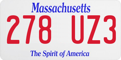 MA license plate 278UZ3