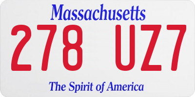 MA license plate 278UZ7