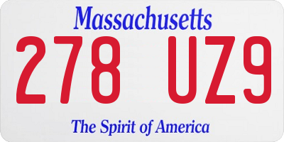 MA license plate 278UZ9