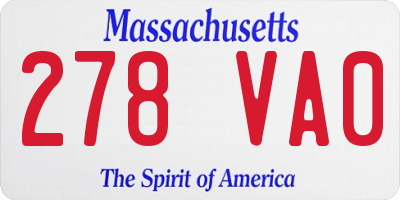 MA license plate 278VA0