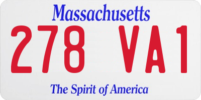 MA license plate 278VA1