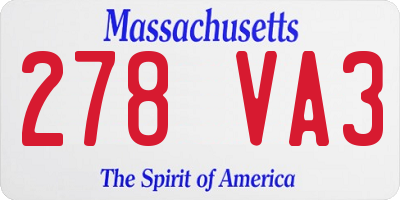 MA license plate 278VA3