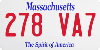 MA license plate 278VA7