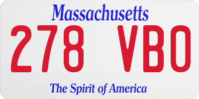 MA license plate 278VB0