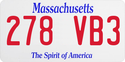 MA license plate 278VB3