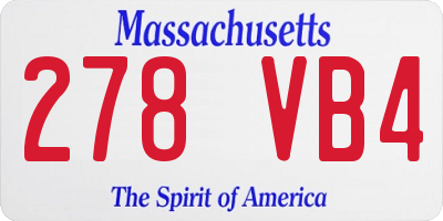 MA license plate 278VB4