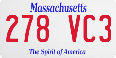 MA license plate 278VC3