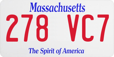 MA license plate 278VC7