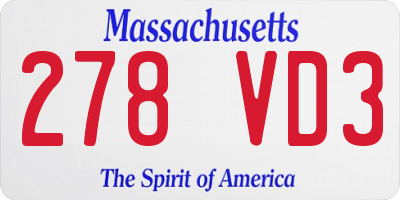MA license plate 278VD3