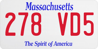 MA license plate 278VD5